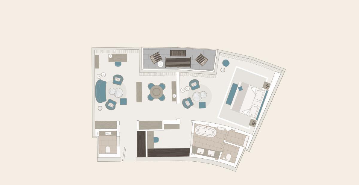 The Fontenay Hamburg Cameră foto Floorplan of a typical suite